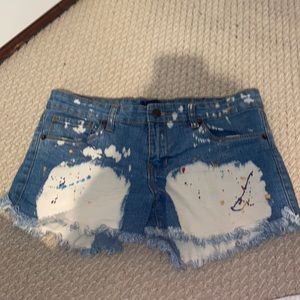 Butter Super Soft Splatter Paint Jean Shorts Size 7